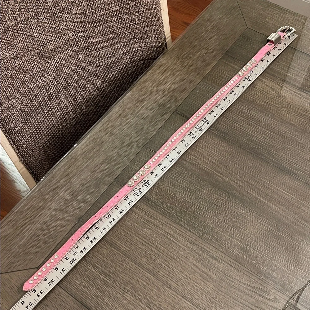SHYANNE GIRL'S OSTRICH PRINT RHINESTONE BELT Pink Rhinestone Studded Belt